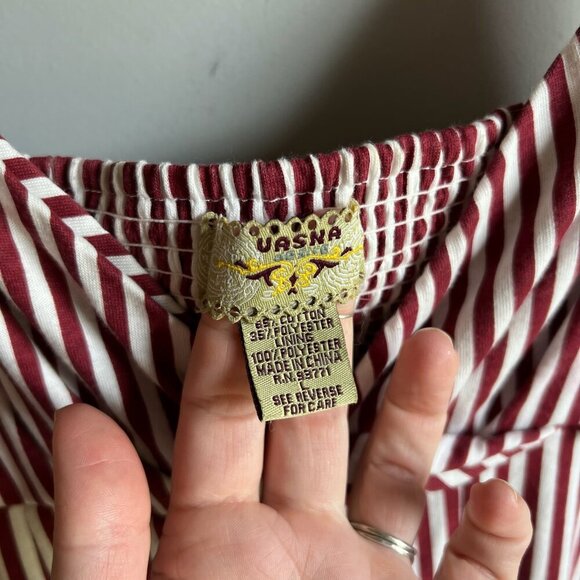 LAST CHANCE Vasna Desire Red and White Striped Midi Dress Size Medium - Picture 6 of 7